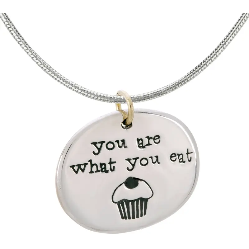 You Are What You Eat Necklace - with Silver Plated Chain