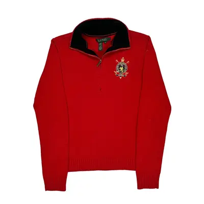 Ralph Lauren Embroidered Jumper - Medium Red Cotton