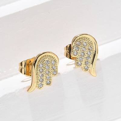 Brass Micro Pave Clear Cubic Zirconia Stud Earrings