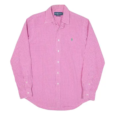 RALPH LAUREN Custom Fit Mens Shirt Pink Check Long Sleeve M