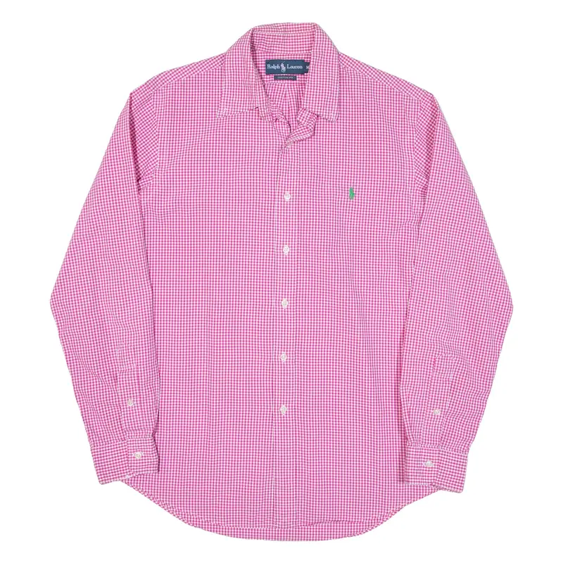 RALPH LAUREN Custom Fit Mens Shirt Pink Check Long Sleeve M