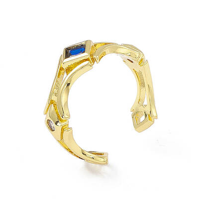 Cubic Zirconia Rhombus Open Cuff Ring