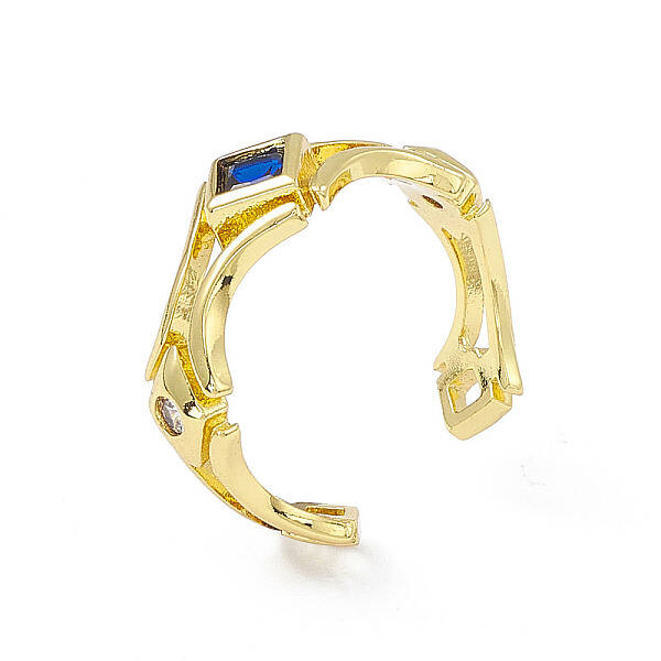 Cubic Zirconia Rhombus Open Cuff Ring