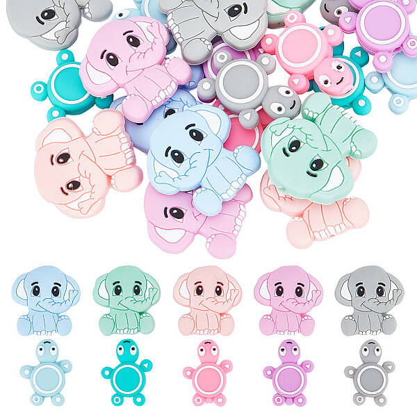 20Pcs 10 Style Silicone Beads Sets