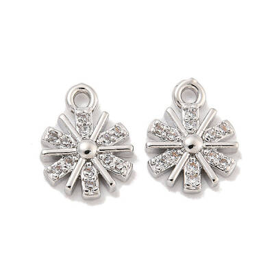 Brass Micro Pave Clear Cubic Zirconia Charms