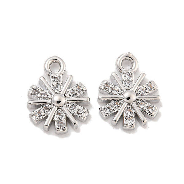 Brass Micro Pave Clear Cubic Zirconia Charms