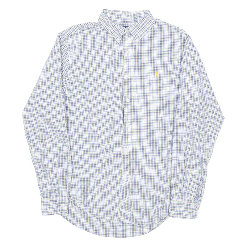 RALPH LAUREN Custom Fit Mens Shirt Blue Check Long Sleeve L