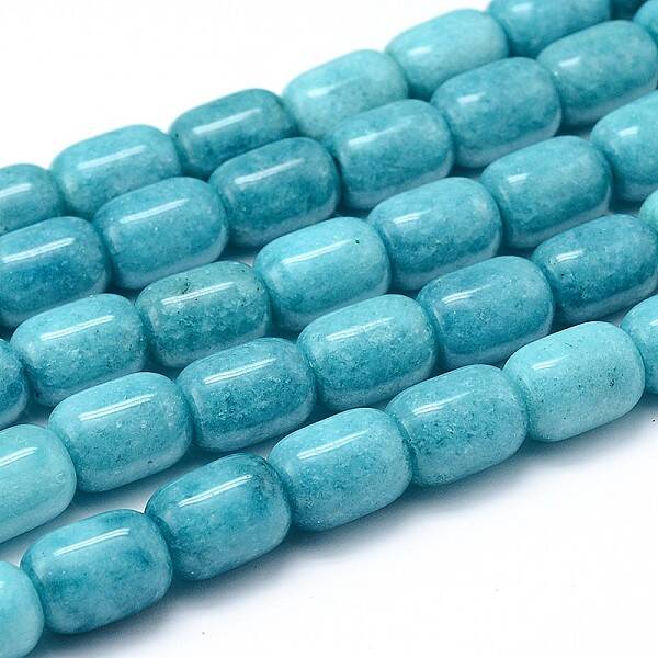 Dyed Barrel Natural White Jade Beads Strands