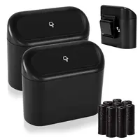 2 Pack Mini Car Trash Can with Lid, Small Garbage Can, Cute Leakproof ABS Trash Bin, Car Accessories for Interior, Garbage Bi...