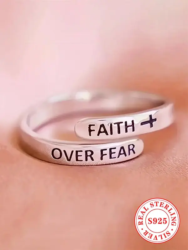 925 Sterling Silver Fashion Letter Decorated Engagement Ring, Fashion Jewelry for Party, Daily Clothing Decor, Trendy All-mat...