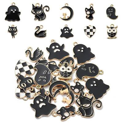 20Pcs 10 Styles Alloy Enamel Pendants