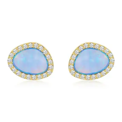 14K Gold Opal Stud Earrings