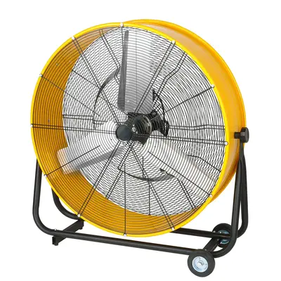 Heavy Duty Metal Industrial Drum Fan, 3 Speed Floor Fan for Warehouse, Workshop, Factory and Basement - High Velocity
