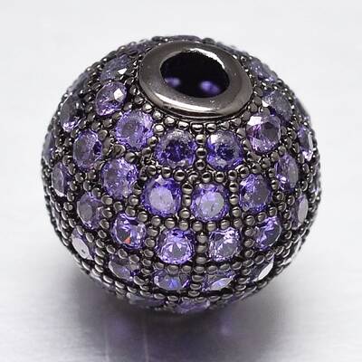 CZ Brass Micro Pave Cubic Zirconia Round Beads
