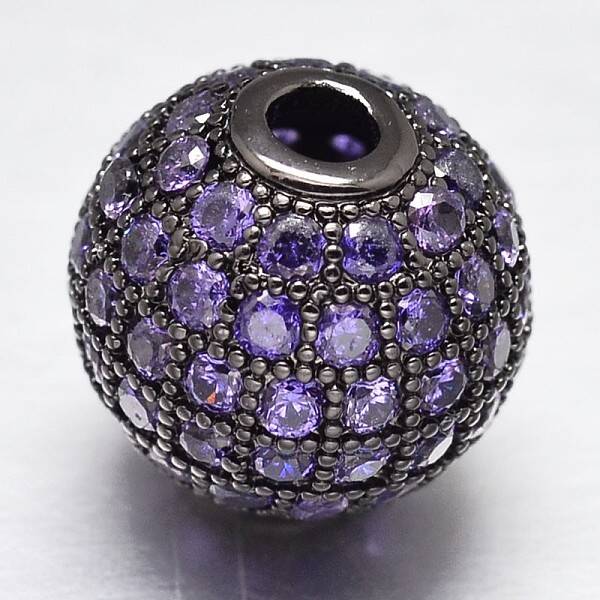 CZ Brass Micro Pave Cubic Zirconia Round Beads