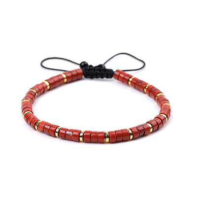 Natural Red Jasper Braided Bead Bracelets for Women