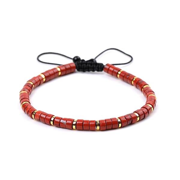 Natural Red Jasper Braided Bead Bracelets for Women