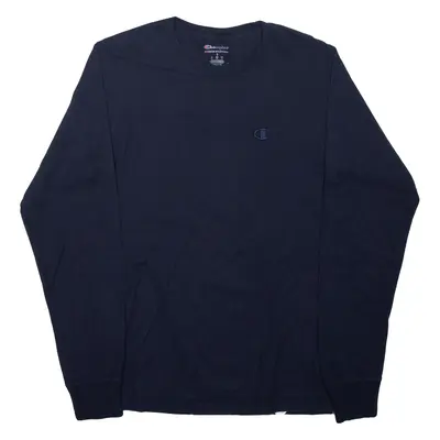 CHAMPION T-Shirt Blue Long Sleeve Mens S