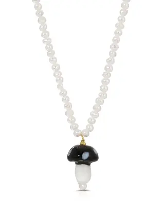 Cogumelo Necklace | Color: Black | Metal Color: Gold
