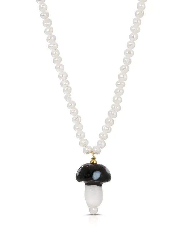 Cogumelo Necklace | Color: Black | Metal Color: Gold
