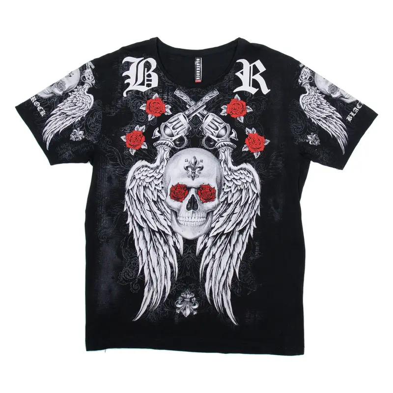 BLACK ROCK Skull And Roses Womens T-Shirt Black 2XL