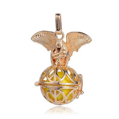 Golden Plated Brass Hollow Round Cage Pendants