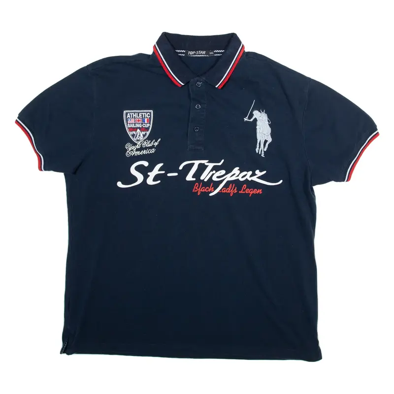 TOP STAR Mens Polo Shirt Blue 5XL