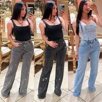 Anabel Rhinestone Wide Leg Jeans