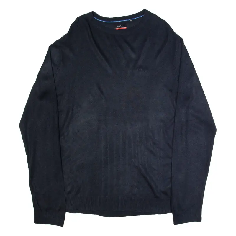 PIERRE CARDIN Mens Jumper Blue Tight Knit 4XL