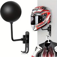 180 Degree Rotatable Motorcycle Helmet Rack, Wall Mounted Helmet Storage Rack, Adjustable Hooks Space Saving Helmet Hanger St...