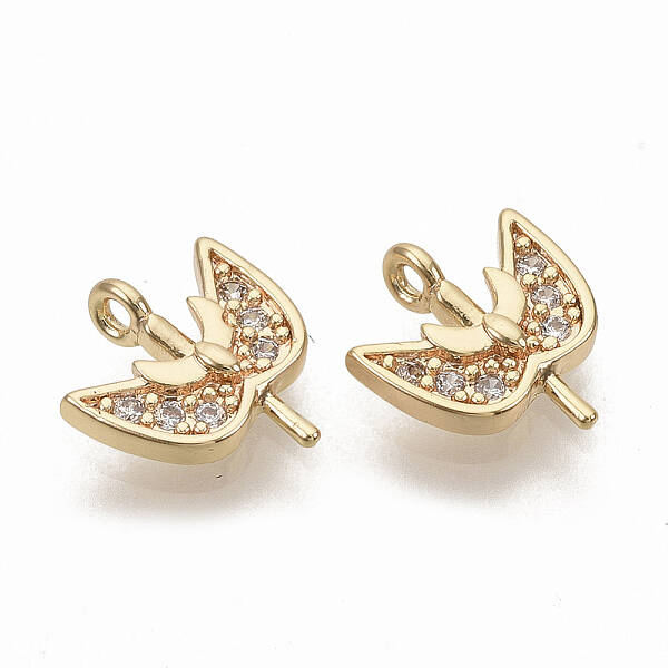 Brass Micro Pave Clear Cubic Zirconia Charms