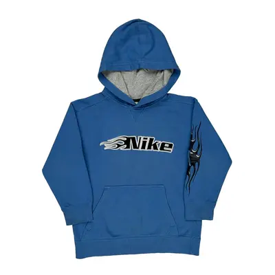 Age 8 Nike Spellout Hoodie - Small Blue Cotton Blend | Size: small