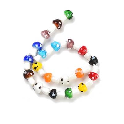 Mushroom Handmade Lampwork Beads Strands