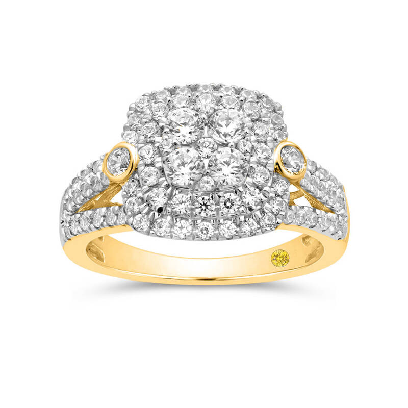 Glorious Lab Grown Cluster Diamond Engagement Ring | 18K Yellow Gold 1 1/4 CT. TW.