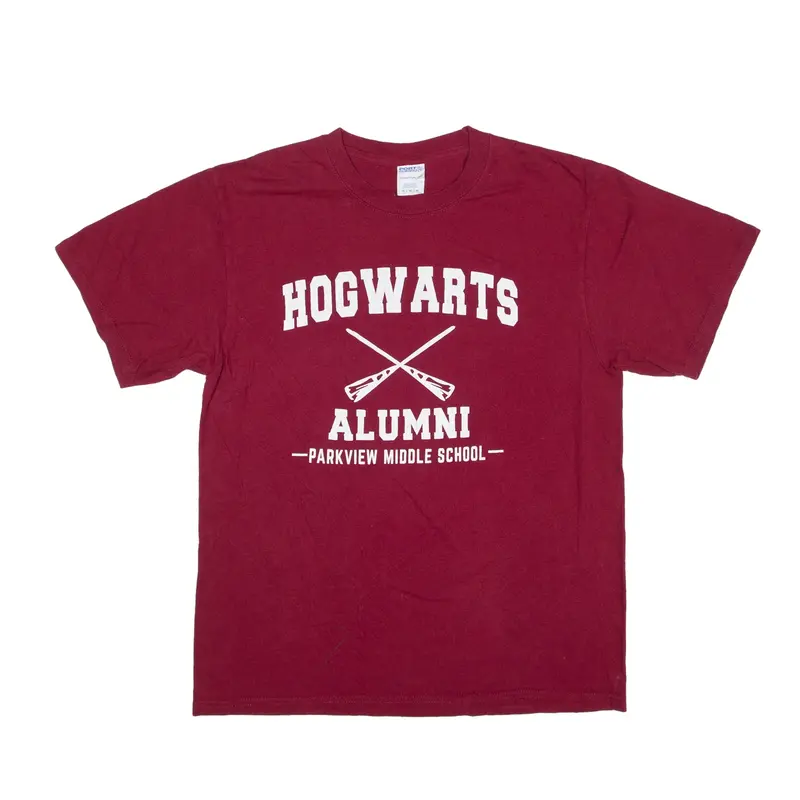 PORT & COMANY Hogwarts Alumni USA T-Shirt Maroon Short Sleeve Mens M
