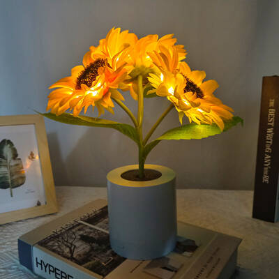 Rechargeable Table Lamp Sunflower Led Simulation Night Light Flowers Decorative Desk Lamp