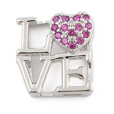 Brass Micro Pave Cubic Zirconia Slide Charms