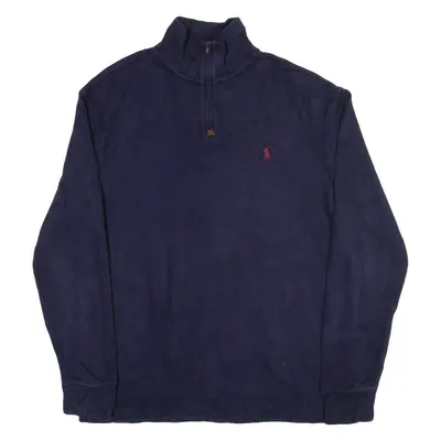 POLO RALPH LAUREN Mens Jumper Blue 1/4 Zip Tight Knit S