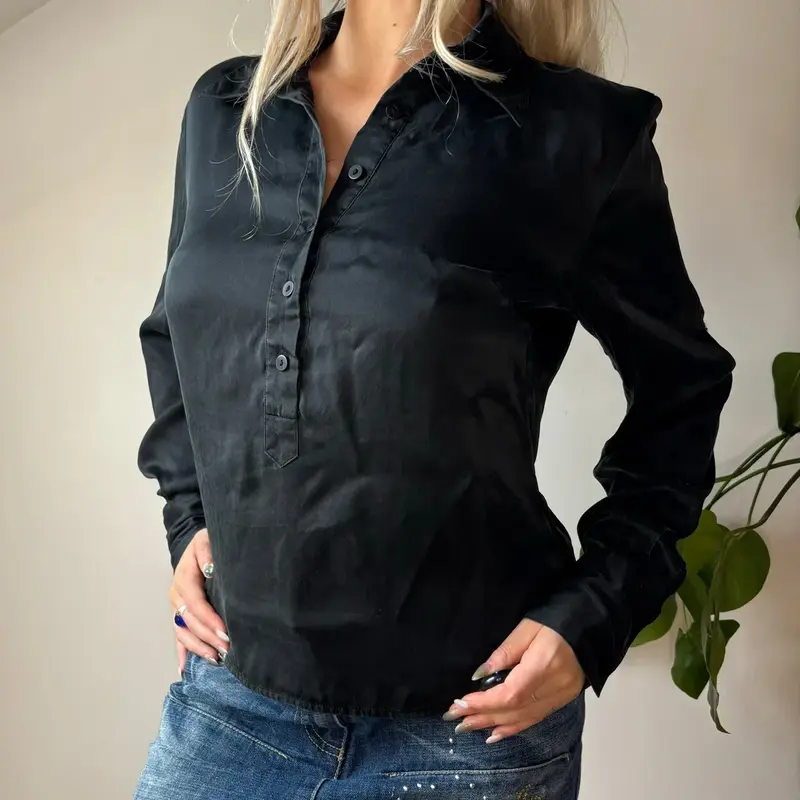 Andrea Mare Shirt - Small Black Silk