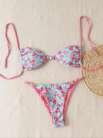 Two-piece Set Women's Floral Print Bikini Set, Sexy Fashion Chic Swimsuit Set for Beach Holiday Vacation, Ladies Summer Cloth...