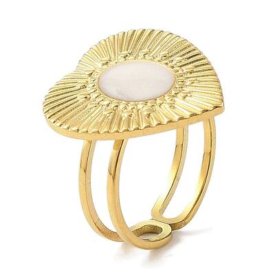 Ion Plating(IP)  304 Stainless Steel Enamel Open Cuff Rings for Women