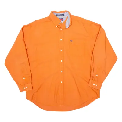 TOMMY HILFIGER Mens Plain Shirt Orange Long Sleeve XL