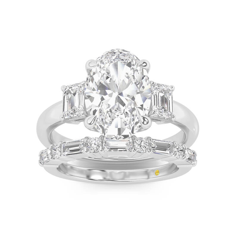 Moonbeam Lab Grown Oval Shaped Diamond Engagement Ring with the Cleo Wedding Band | 18K White Gold 2 1/2 ct. tw.