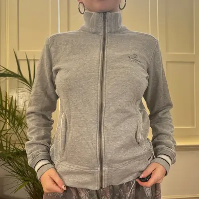 Champion Zip Up - Large Grey Cotton Blend