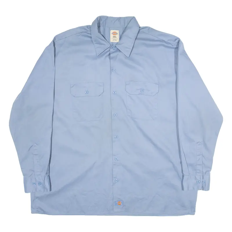 DICKIES Mens Worker Shirt Blue Long Sleeve 2XL