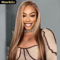 [NEW IN] OQ HAIR Pre Cut Lace Highlight Ombre 4/27 Color Wear And Go Glueless Wigs 7x5 Straight Lace Front Human Hair Wigs #S...