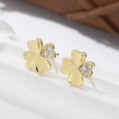 Brass Clover Stud Earrings