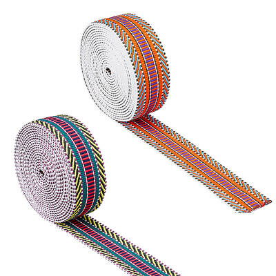 2Pcs 2 Colors Flat Ethnic Style Polyester Stripe Ribbon