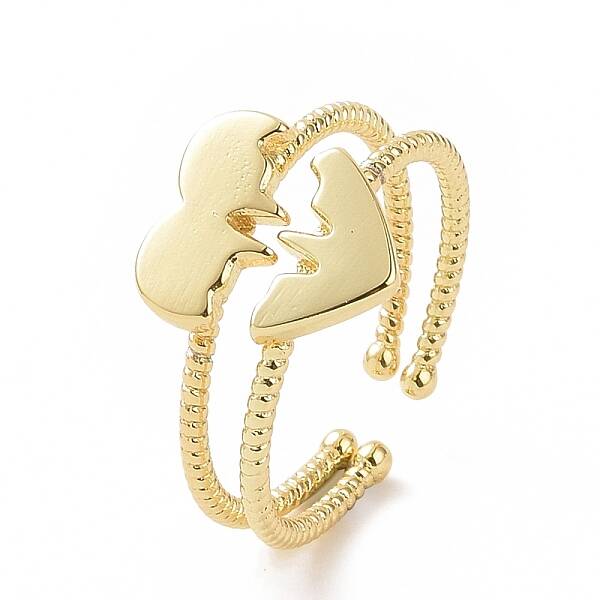 2Pcs 2 Style Brass Melting Heart Matching Couple Rings Set