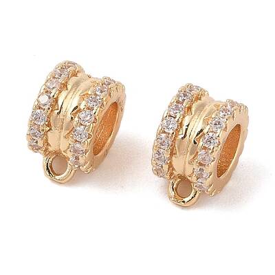 Brass Pave Clear Cubic Zirconia Beads
